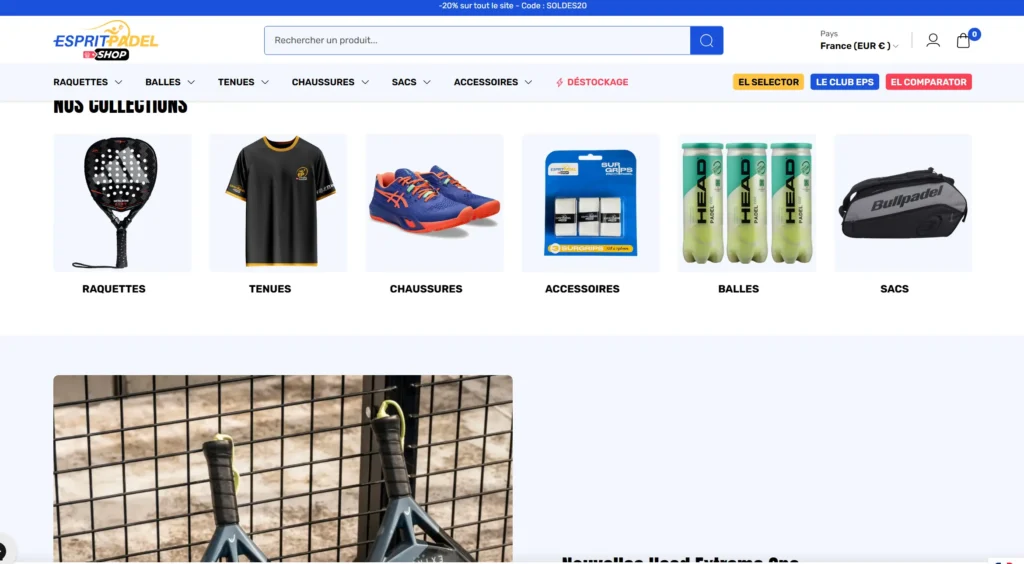 esprit padel shop catégorie