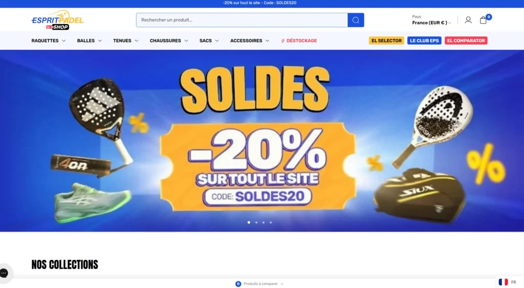 esprit padel shop page site