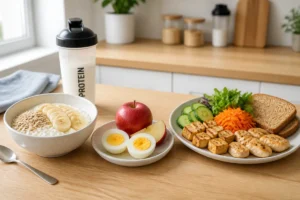 Trois idées de collation protéinée post entraînement : skyr, œufs et tofu ou poulet avec crudités